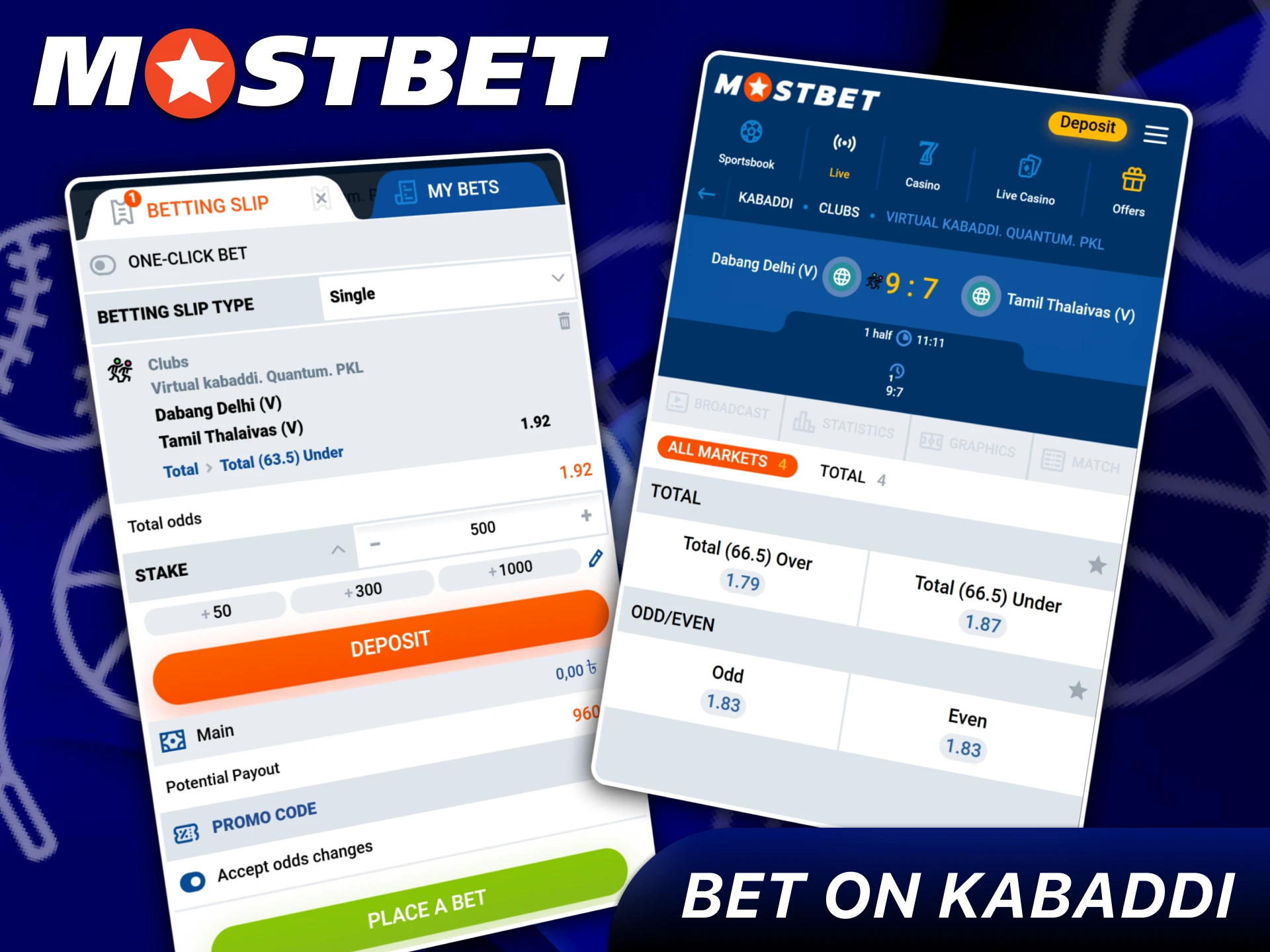 Bet on major Kabaddi Leagues with Mostbet now.
