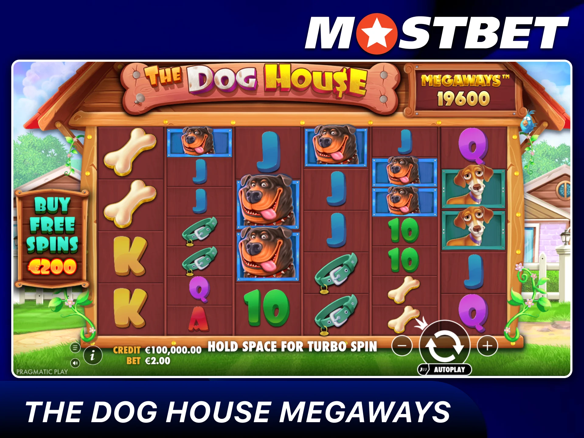 The popular The Dog House Megaways slot machine available at Mostbet.