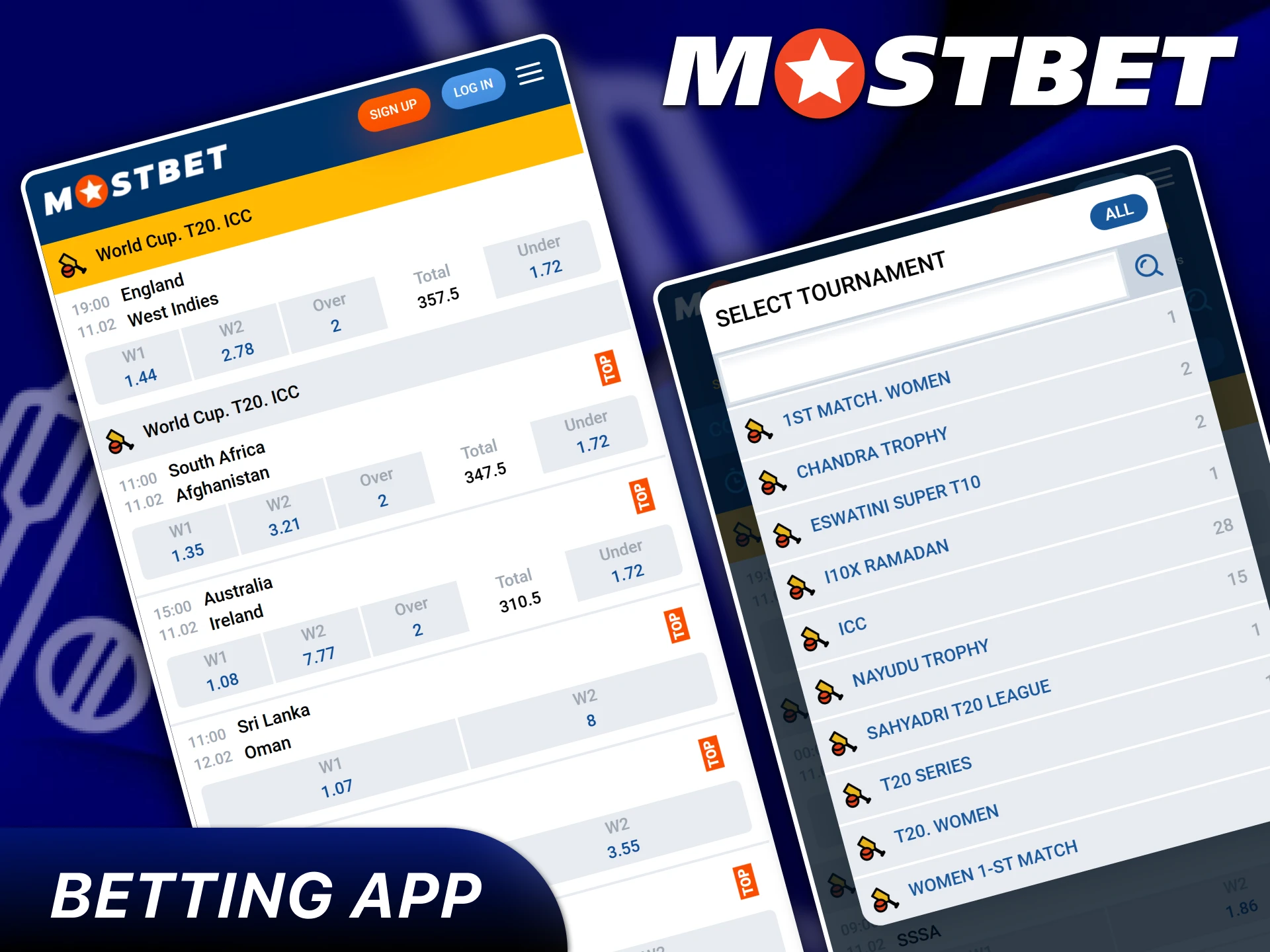 Mostbet mobile app, cricket betting section, IPL betting.