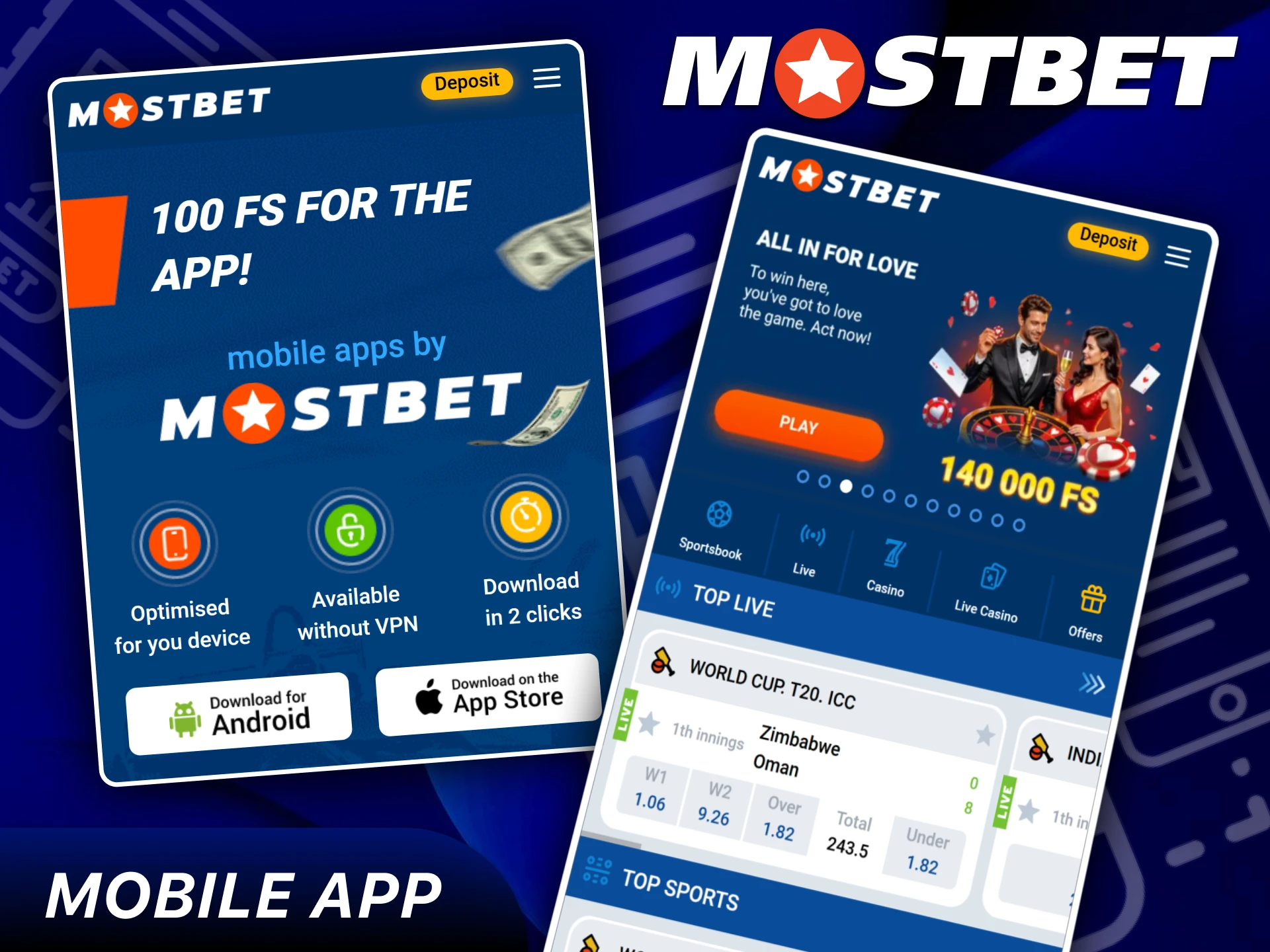 High tech mobile application for convenient betting through Mostbet.