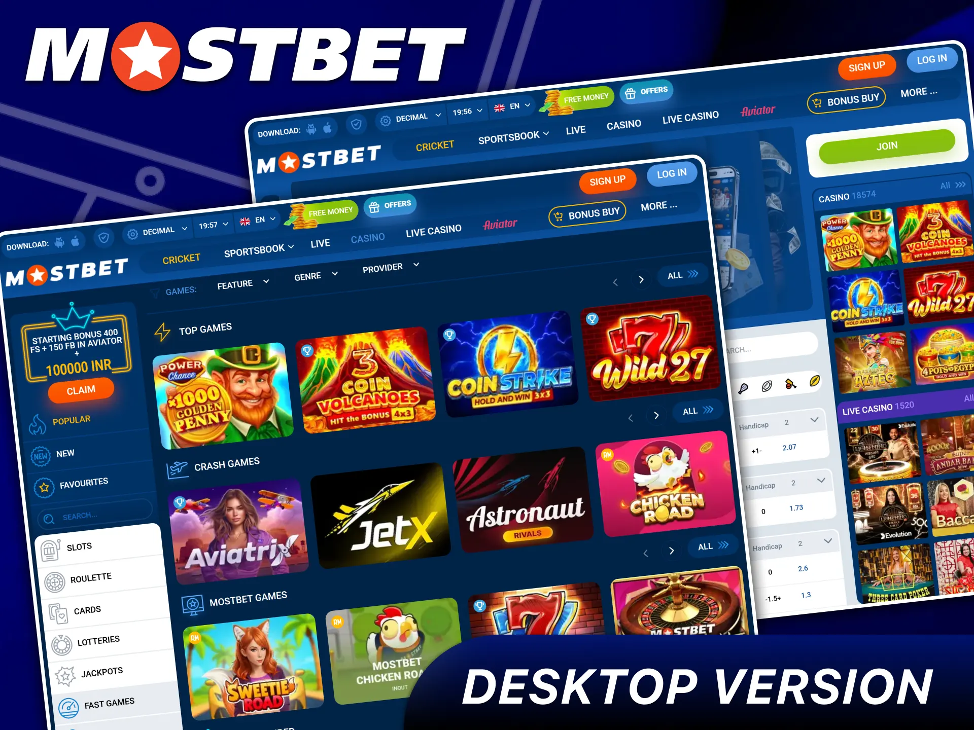 Mostbet website version for personal computer.