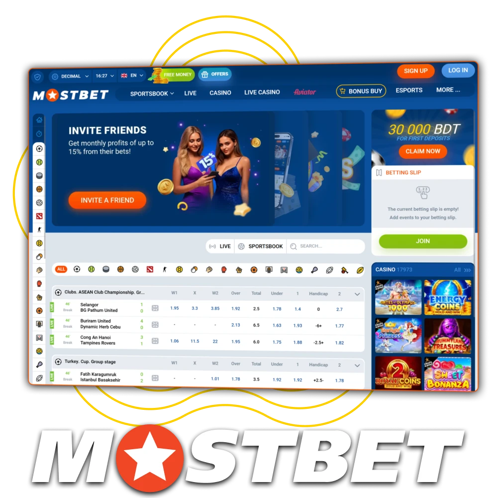 Mostbet is the official website for sports betting in Bangladesh.