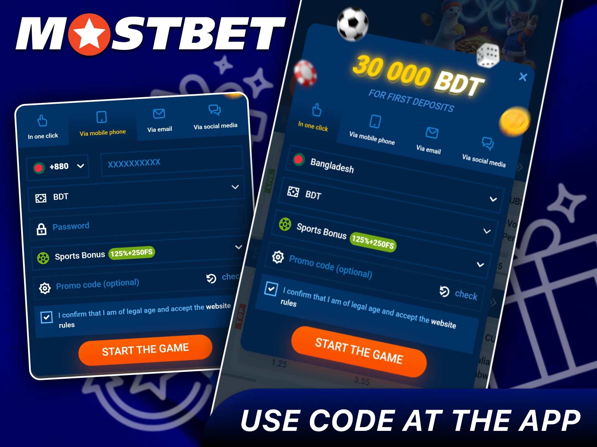 How to use the promo code at the app foe new players.