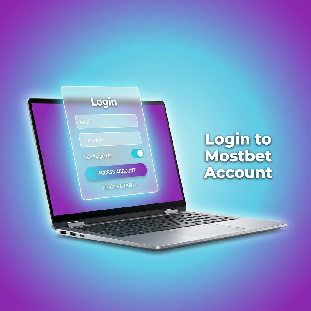 Mostbet login page showing email and password sign-in steps with two-factor verification for secure account access