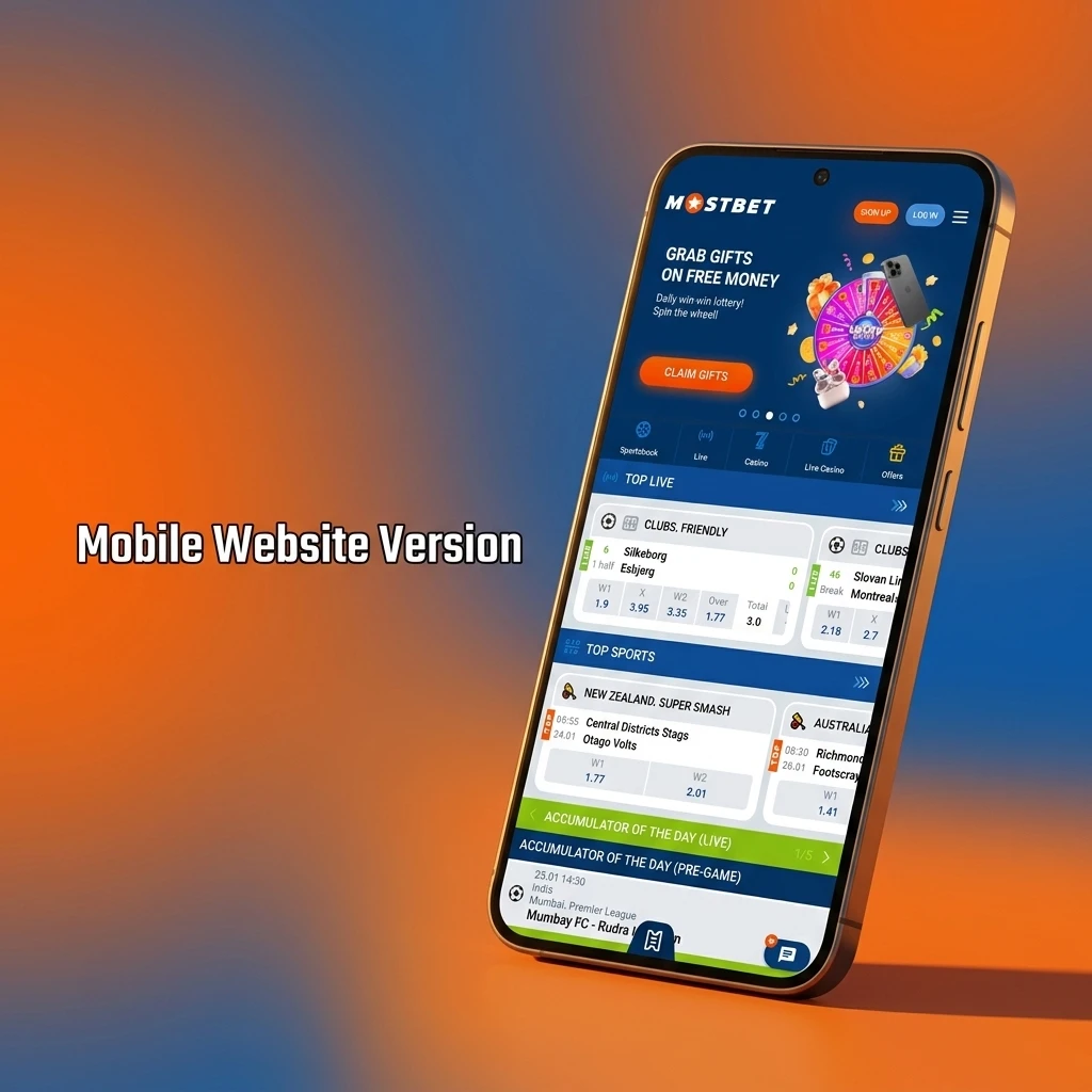 Mostbet mobile website on smartphone browser showing live betting and casino games with responsive design