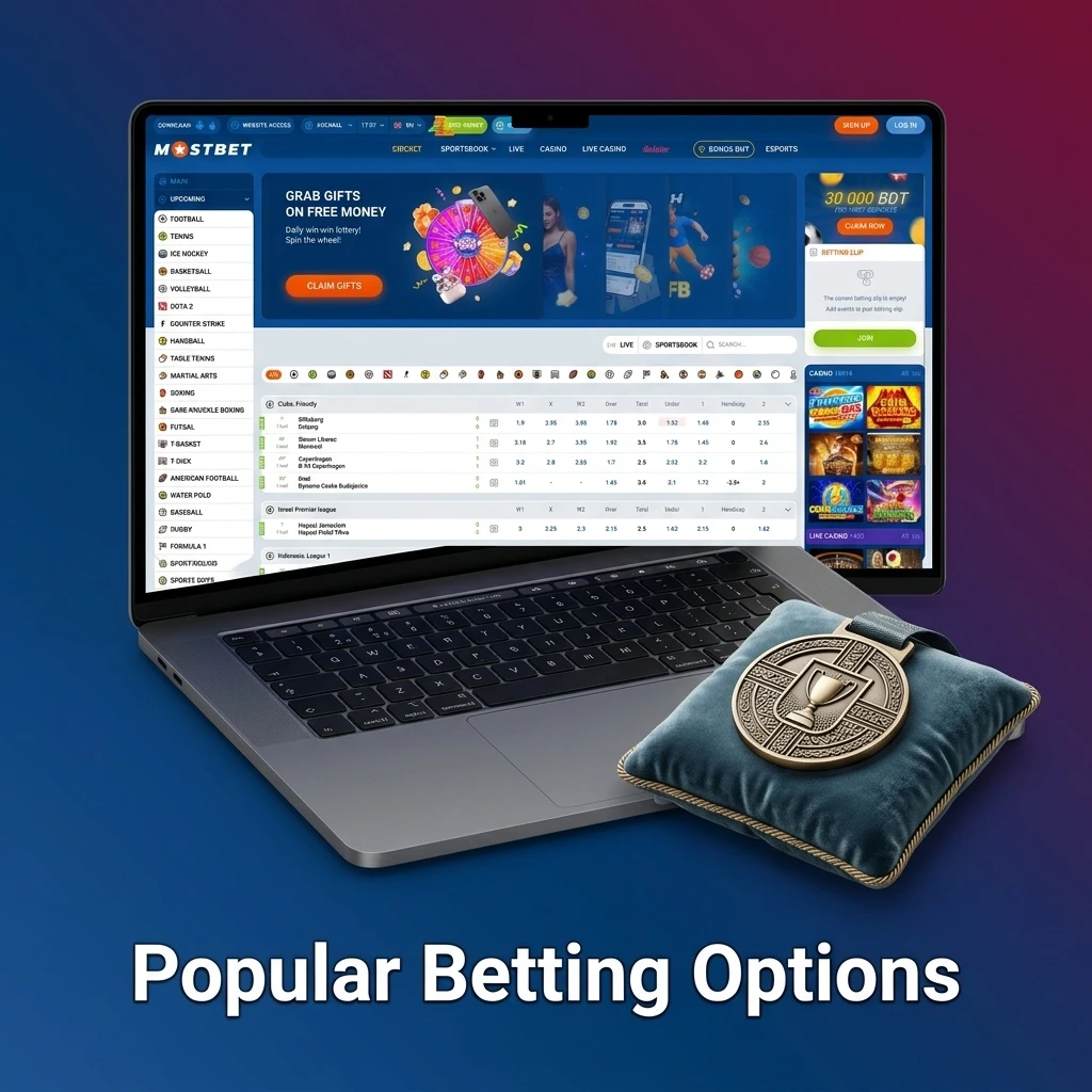 Mostbet popular betting options including prematch, live in-play, and multi live accumulator bets explained